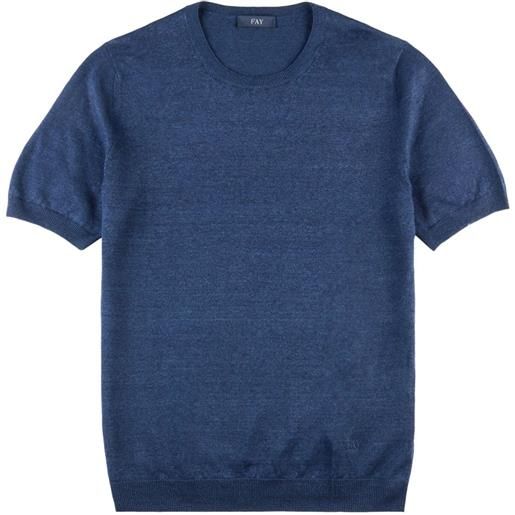 Fay t-shirt lavorata a maglia - blu