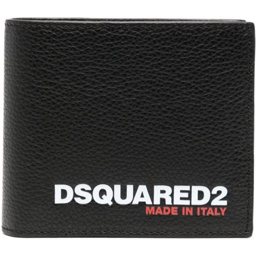 DSQUARED2 portafoglio bi-fold con logo goffrato - nero