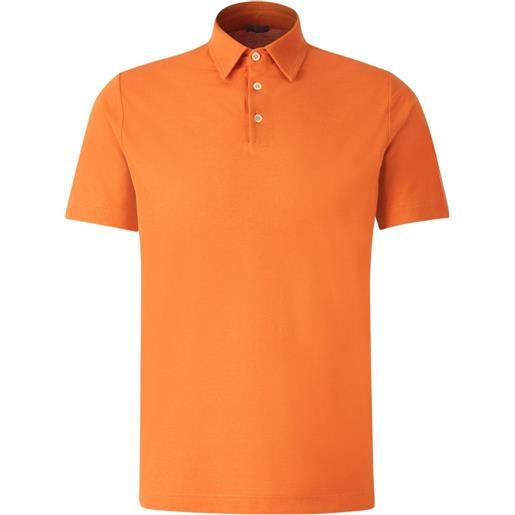 Zanone polo in cotone con ricamo logo - arancione