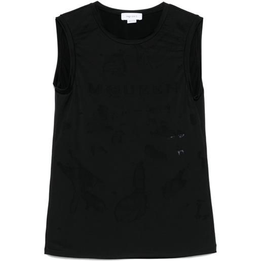 Alexander McQueen top con logo jacquard - nero