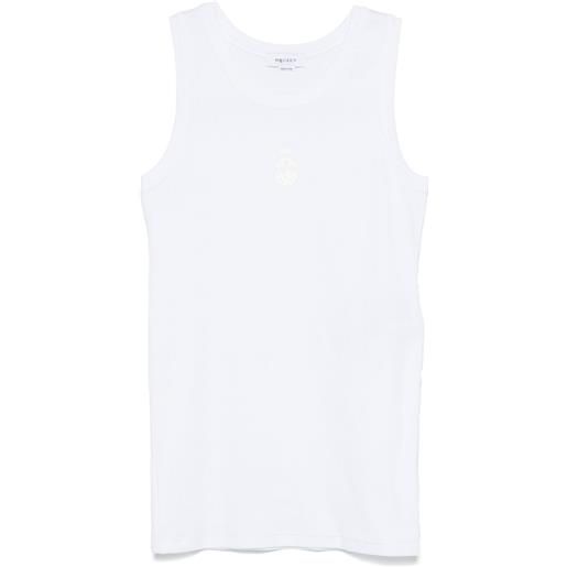 Alexander McQueen canotta con ricamo skull - bianco