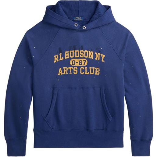 Polo Ralph Lauren felpa con stampa e cappuccio - blu