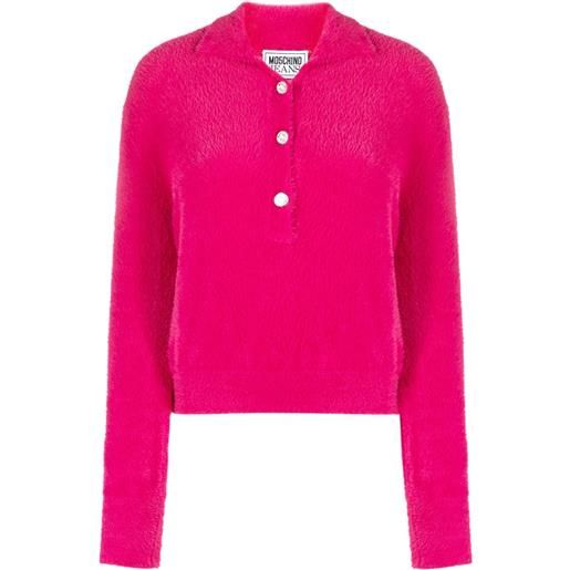 MOSCHINO JEANS top stile polo a maniche lunghe - rosa