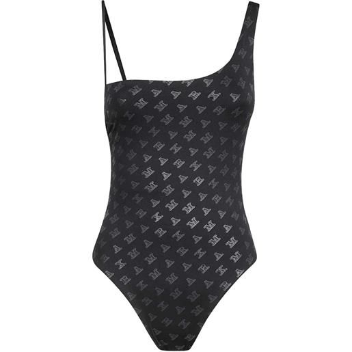 Max Mara costume intero monospalla con stampa logo - nero