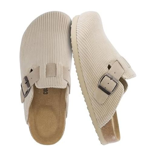 CUSHIONAIRE zoccolo con plantare in sughero hana da donna con +comfort, ampie larghezze disponibili, ampie larghezze disponibili, pietra 39 eu w