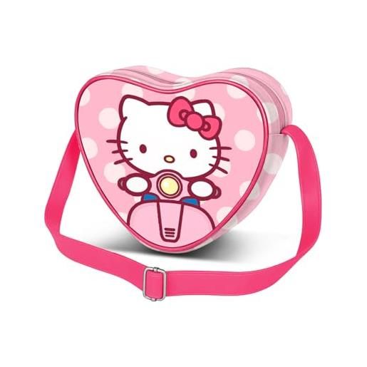 Hello Kitty moto-borsa a tracolla cuore casual, rosa, 21 x 15,5 cm