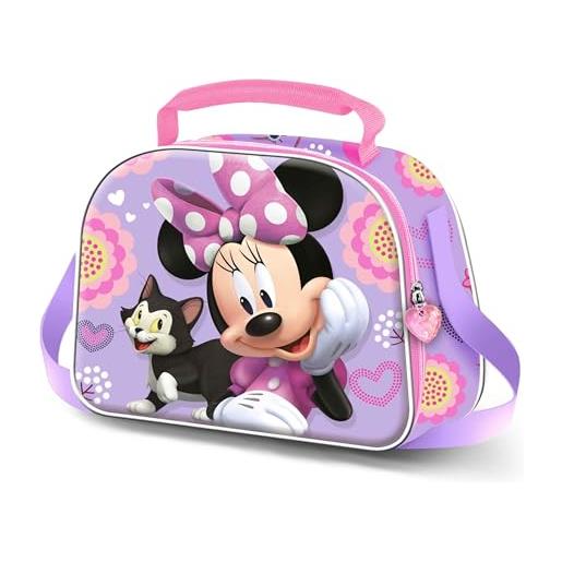 Disney minnie mouse cat-borsa porta merenda 3d, lilla, 26 x 20 cm