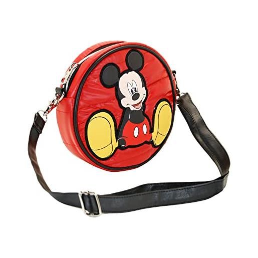 Disney topolino shoes-borsa a tracolla rotonda padding, rosso, 18.5 x 18.5 cm