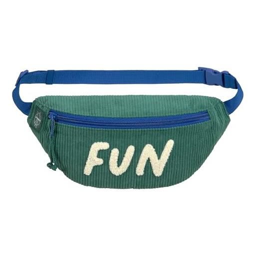 Lässig marsupio in velluto a coste per bambini borsa a spalla con tracolla regolabile/mini bum bag cord fun ocean green
