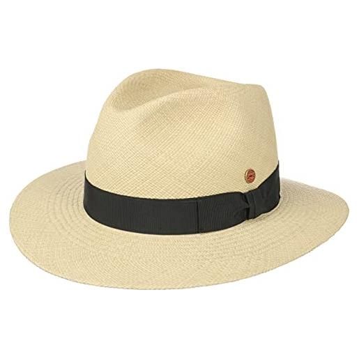 MAYSER menton cappello in paglia panama donna/uomo - made the eu protezione uv da sole con nastro grosgrain estate primavera/estate - 56 cm natura