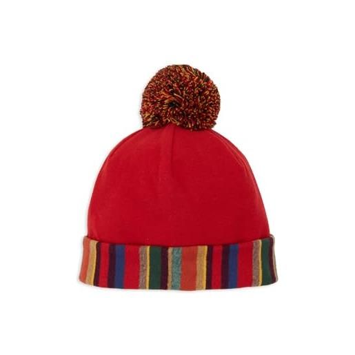 Gallo berretto bambino rosso blu tinta unita con pom pon multicolor