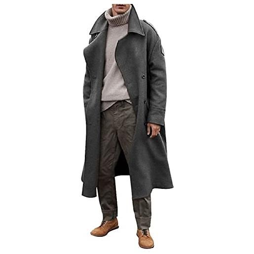 Generic trench lungo da uomo, marrone senza tempo, cappotto invernale da uomo, stile vintage, con comfort moderno, design elegante a doppio petto, materiale resistente e caldo per un comfort tutto il giorno, 