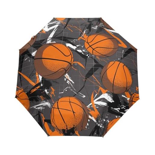 Niigeu pallone da basket sportivo dei cartoni animati ombrello pieghevole automatico ombrelli antivento protezione uv da viaggio per bambini ragazzi ragazze