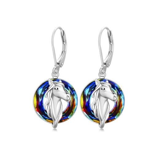 PARYFO orecchini a cavallo per ragazze in argento sterling 925 (cristallo), ster, cristallo