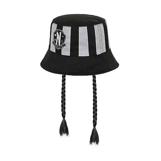 KARACTERMANIA wednesday mercoledì cappello bambino bucket, 25 x 15 cm, nero braid