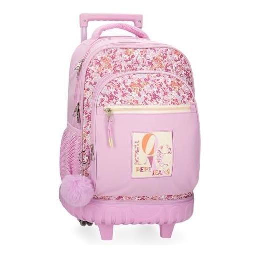 Pepe Jeans sandra zaino compact 2 ruote rosa 32x43x21 cm poliestere 28,9l by joumma bags, rosa, zaino compact 2 ruote