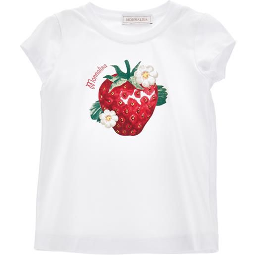 Monnalisa t-shirt jersey fragola con strass