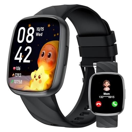 Alutoria smartwatch bambini-orologio smartwatch bambino ip68 con 110+ modalità sportivo contapassi frequenza cardiaca monitor sonno-orologio sportivo bambini smart watch ragazzi e ragazze ado 4-15 anni nero