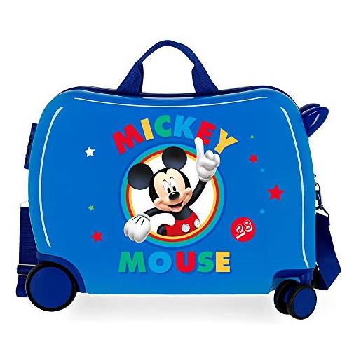 Disney circle mickey valigia per bambini azzurro 50x38x20 cms rigida abs chiusura a combinazione numerica 34l 2,1kgs 4 ruote bagaglio a mano