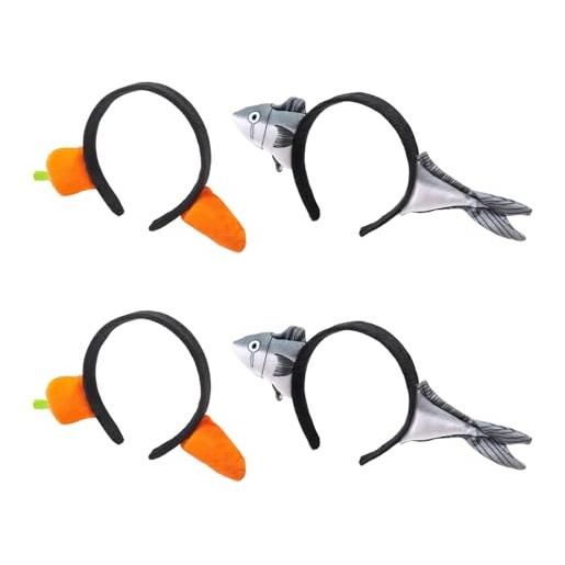 BIFHIG 2 fasce di pesce, 2 fasce di carota, fasce speciali per lavarsi il viso, accessori per capelli carino peluche, fasce ragazza divertente. 