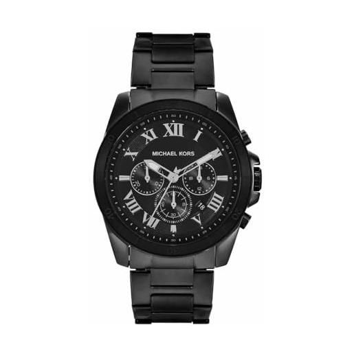Michael Kors orologio alek per uomo, movimento cronografo al quarzo con cinturino in acciaio inossidabile, 44 mm, nero