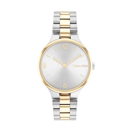 Calvin Klein orologio analogico al quarzo da donna collezione linked bracelet 32mm con cinturino in acciaio inossidabile bicolore - 25200132