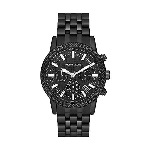 Michael Kors orologio quartz multifunction uomo, misura cassa 38.00mm con quadrante nero analogico e cinturino nero in cinturino in metallo mk9089