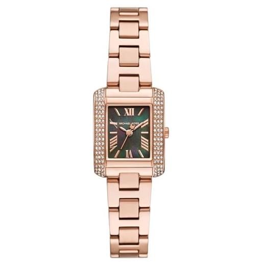 Michael Kors orologio emery da donna, movimento al quarzo a tre lancette da 22 mm con cinturino in acciaio inossidabile, 22 mm, tono rosato e oro
