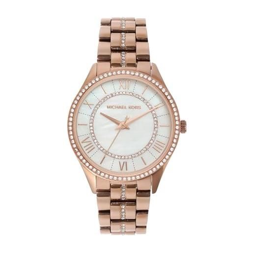 Michael Kors orologio lauryn in cristallo con quadrante in madreperla con cinturino in acciaio inossidabile rosa tono oro mk3716 da donna