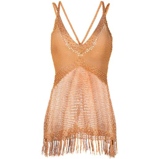 TWINSET top smanicato traforato - arancione