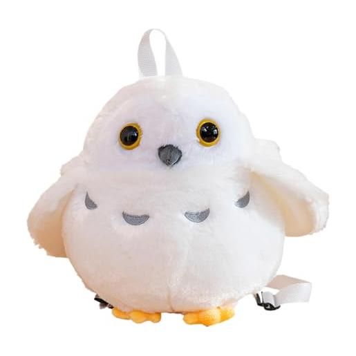 Nuyhgtr zaino di peluche a forma di gufo, adorabile borsa per bambini e bambine, grazioso e morbido zaino in peluche per bambini (28 x 24 x 24 cm, bianco), multicolore, a