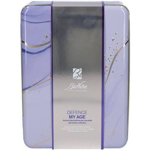 Bionike cofanetto regalo natale defence my age crema giorno + siero occhi e labbra peeling 1 pz set