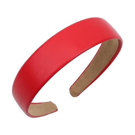 Semato fascia per capelli rossa, 2,5 cm, in pelle pu, per donne e ragazze, antiscivolo, accessori per capelli