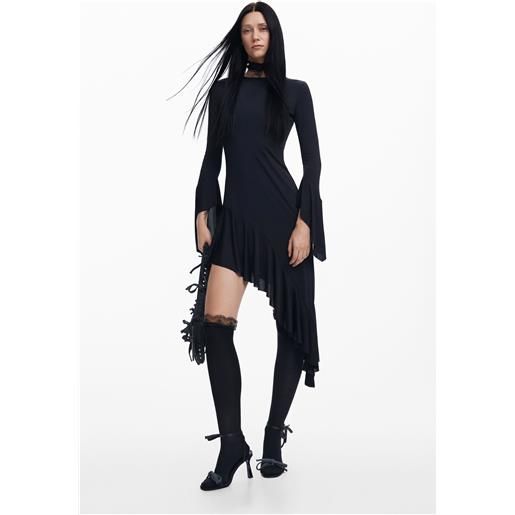 Desigual vestito nero asimmetrico maría escoté