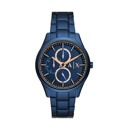Armani Exchange orologio per uomo, movimento cronografo e cassa orologio per 42 mm con cinturino in acciaio inossiorologio perbile, pelle o silicone, blu e oro rosa