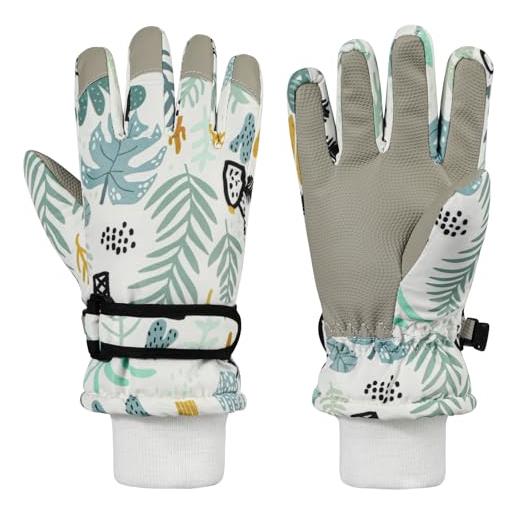 QKURT guanti da sci per bambini, guanti da sci termici invernali per bambini guanti da neve antivento per bambini guanti da slittino per pattinaggio a freddo per ragazzi ragazze