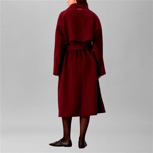 Calvin Klein cappotto trench Calvin Klein in lana con cintura da donna rif. Lv040wl571, bordeaux
