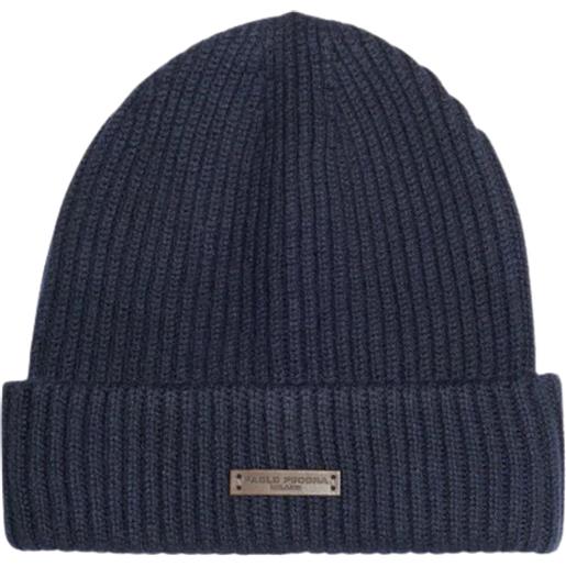 Paolo Pecora berretto il lana merino a coste blu