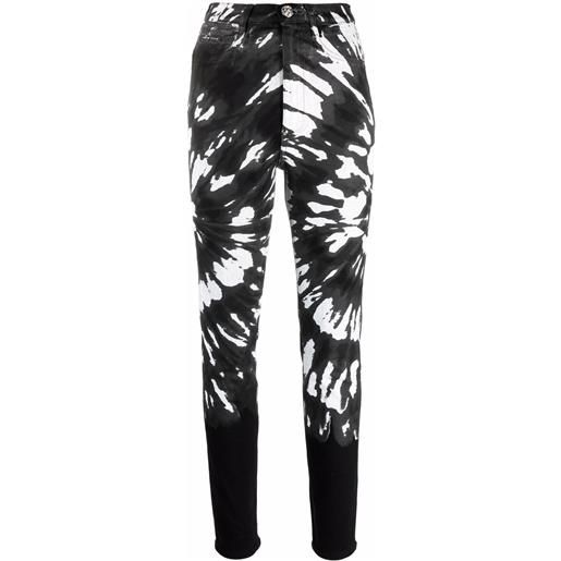 Philipp Plein pantaloni slim con fantasia tie-dye - nero