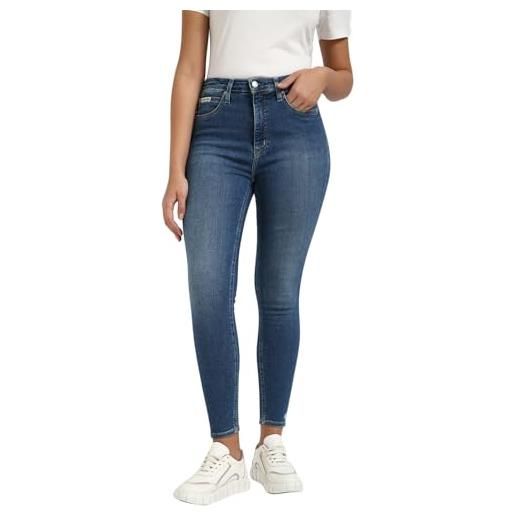 Calvin Klein donna jeans high rise ankle skinny fit, blu (denim medium), 28w