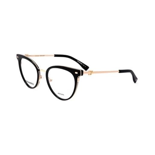 DSQUARED2 d2 0067 occhiali, nero oro, 56 donna