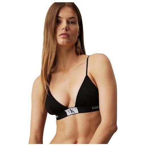 Calvin Klein top bikini a triangolo donna unlined triangle coppe morbide, nero (black), s