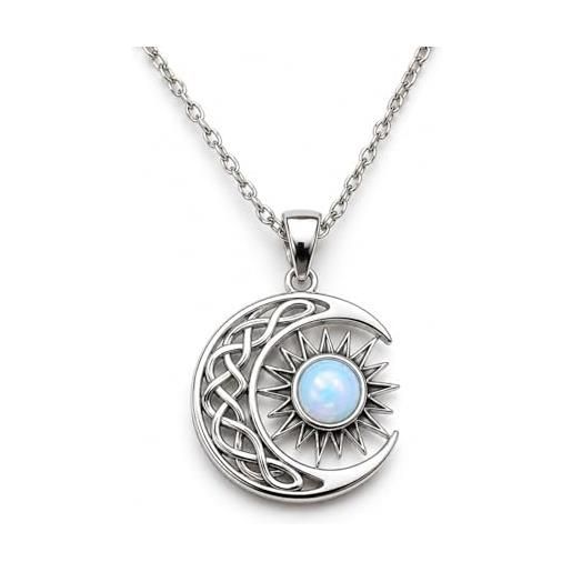 Collana Con Ciondolo Opale Rotondo – Placcato Oro 18K In Acciaio Al Titanio – Catena Regolabile 40+5 Cm – Regalo In Confezione Kristland