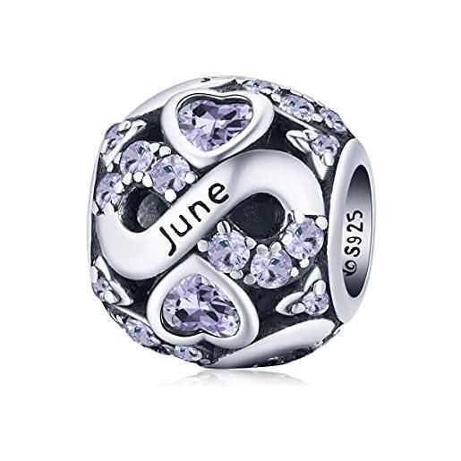 ShiYu giugno birthstone charms adatta per braccialetto pandora, regali di compleanno per le donne