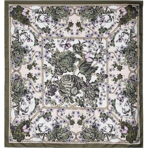Alexander McQueen sciarpa blossom skull - verde