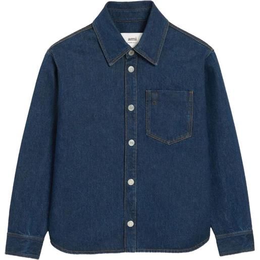AMI Paris camicia denim con tasche - blu