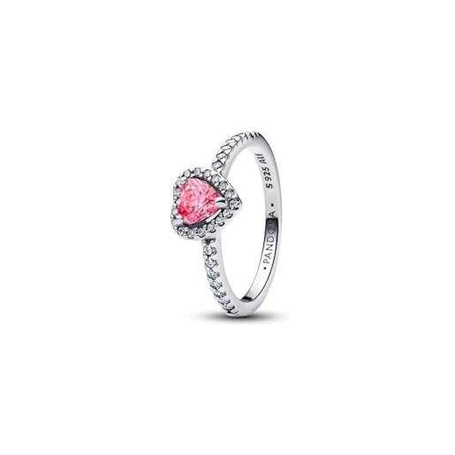 PANDORA anello da donna con cuore in rilievo, rosa, 198421c03, 52/16,6, argento sterling, nessuna pietra preziosa