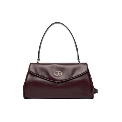 TWINSET borsa a mano in ecopelle, bordeaux, 35.5x17.5x15 cm, tracolla amovibile, chiusura magnetica, design contemporaneo, 252td8052