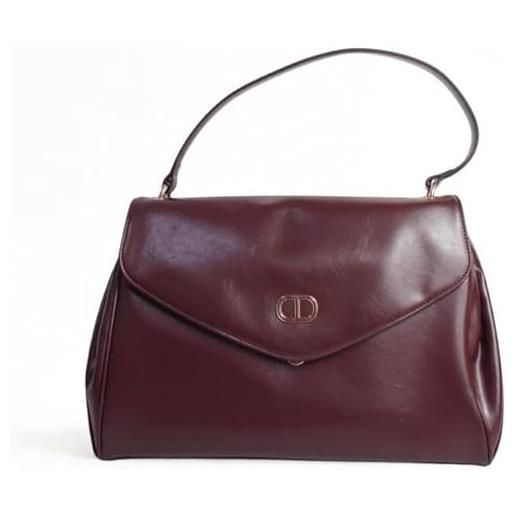 TWINSET borsa top handle grande in ecopelle, burgundy, 36x30x17 cm, con tracolla rimovibile, arricciature laterali, chiusura automatica con oval t