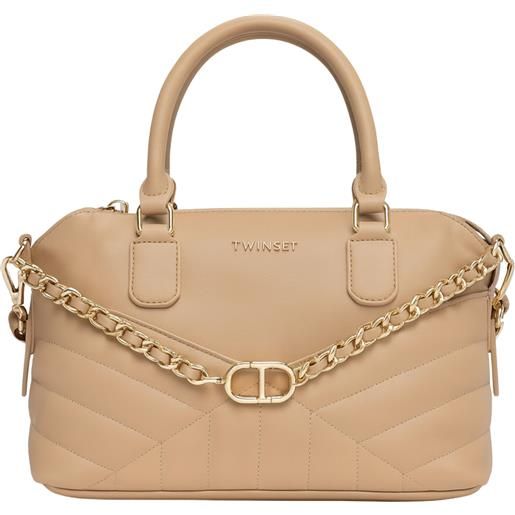 TWINSET borsa a mano twinset beige effetto trapuntato